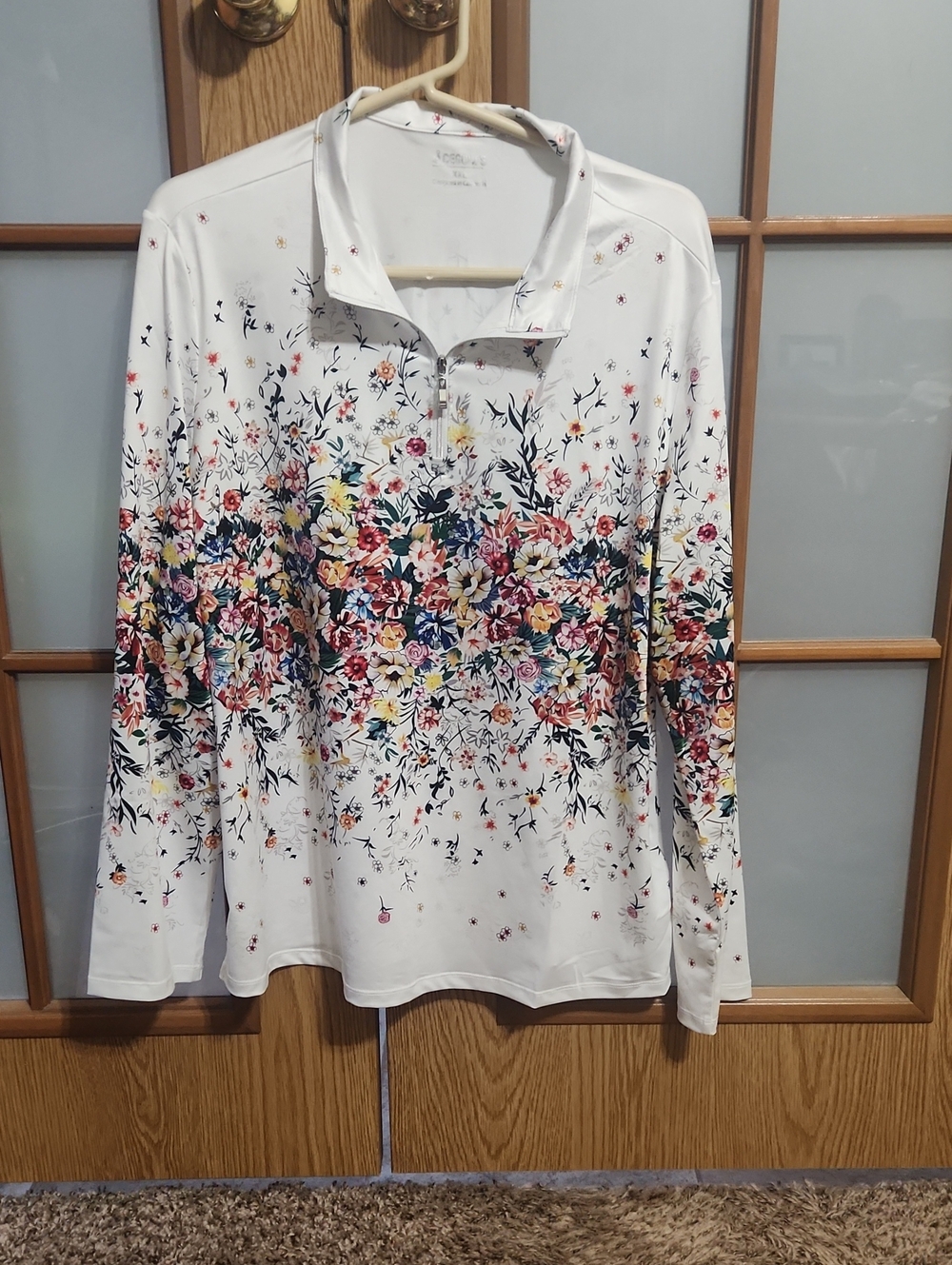 Acegolfs Womens XXL Botanical Energy Long Sleeve Pullover Golf Shirt Floral